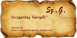 Szigethy Gergő névjegykártya
